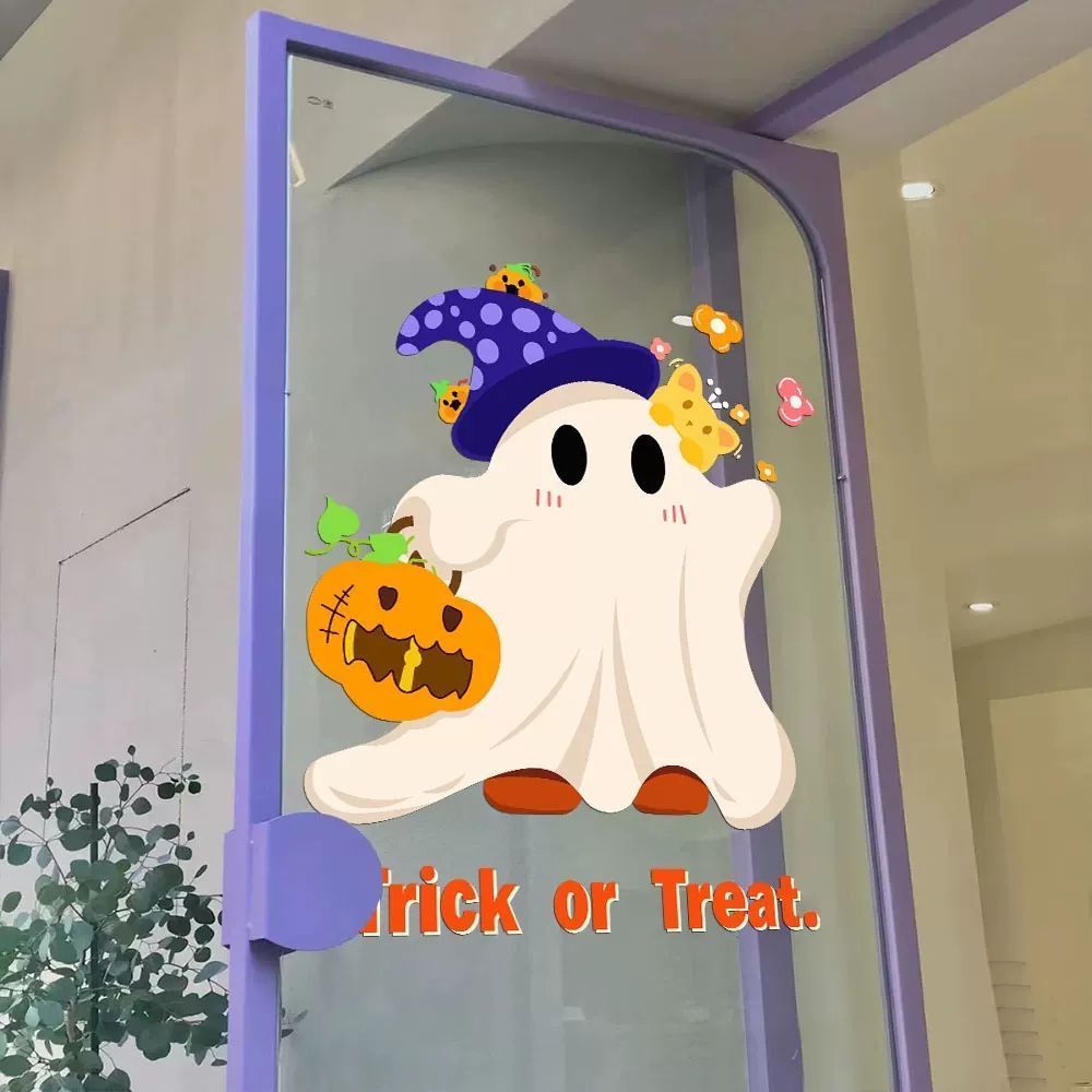 万圣节装饰贴纸窗花卡通幽灵节日氛围布置Halloween玻璃橱窗贴画