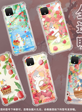 适用谷歌Pixel3A气囊手机壳商务荔枝猫咪GooglePixel8手机壳Pixel4XL四角防摔谷歌Pixel9全包高级保护套