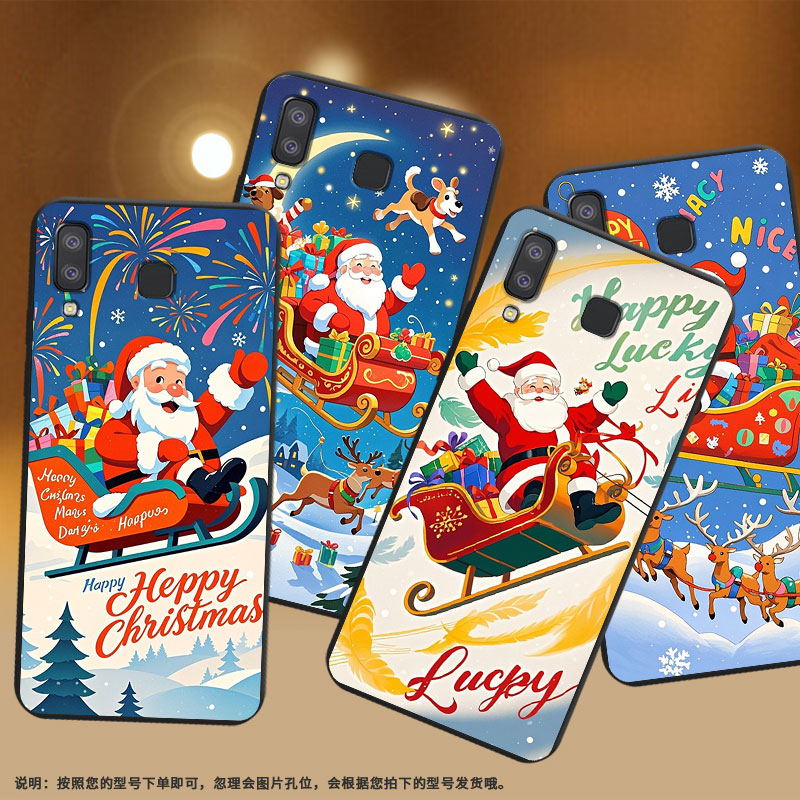 适用三星M80s手机壳三星A9Pro磨砂壳超薄防摔圣诞老人三星A9s软壳三星A9star中国风SM-A9200全包边保护套