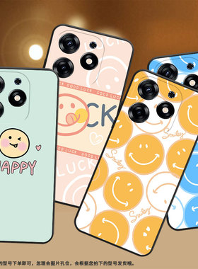 适用传音TecnoSpark10Pro手机壳KI7保护壳4G2023橙色笑脸情侣挂绳英文文字轻薄粉色笑脸文字网红ins高级感