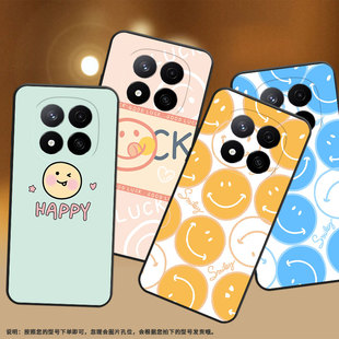 适用红米note14Pro+国际版5G手机壳RedmiNote14ProPlus保护壳24094RAD4G橙色笑脸全包边男女款潮流耐脏高级感