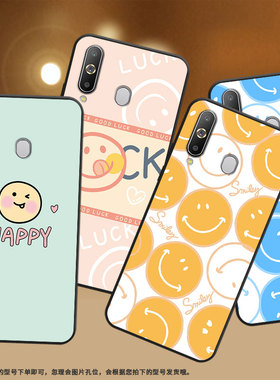 适用三星A9Pro手机壳2019款A8s保护套SamsungGalaxyA9Pro橙色笑脸卡通蓝色笑脸ins风耐脏文字happy笑脸高级感