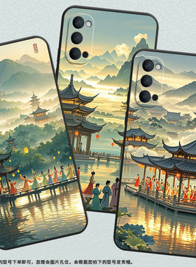 适用OPPOReno手机壳10x纯黑色PCCM00商务0pp0RenoAce保护套Ace2西湖水面Reno2F高级PCKM70轻薄Reno4F软壳