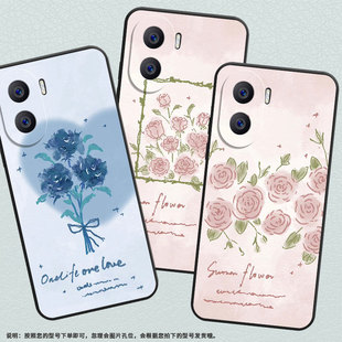 适用荣耀X20SE手机壳X20商务KKG-AN00男女相框粉玫瑰honorX30i全包X30硅胶ANY-AN00软壳X50i+个性GT保护套