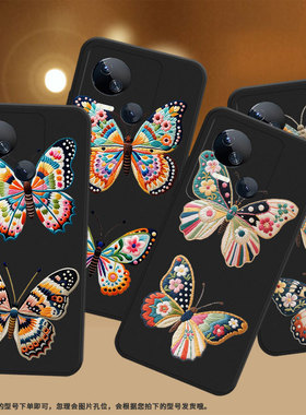 适用传音TecnoSpark10C手机壳高级Spark10中国风磨砂壳TecnoSpark10Pro时尚蝴蝶刺绣潮流KI5k防摔保护套