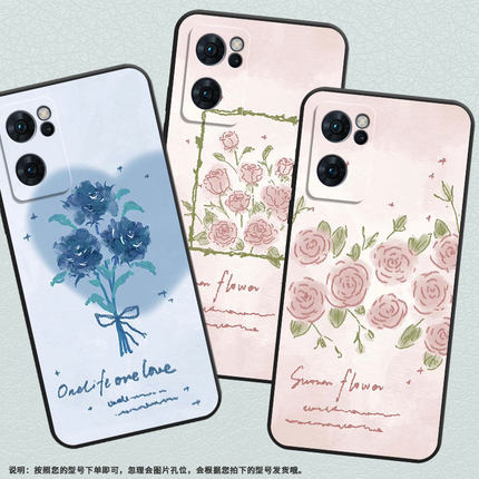 适用OPPOReno6手机壳5G男女CPH2237软壳0pp0Reno7高级5G海外保护套PFDM006朵粉玫瑰Reno7SE硅胶8T磨砂壳