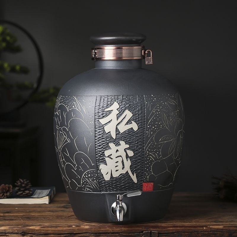 酒坛酒罐陶瓷50斤装陶瓷加厚存酒坛子原浆酒瓶家用密封带龙头酒缸