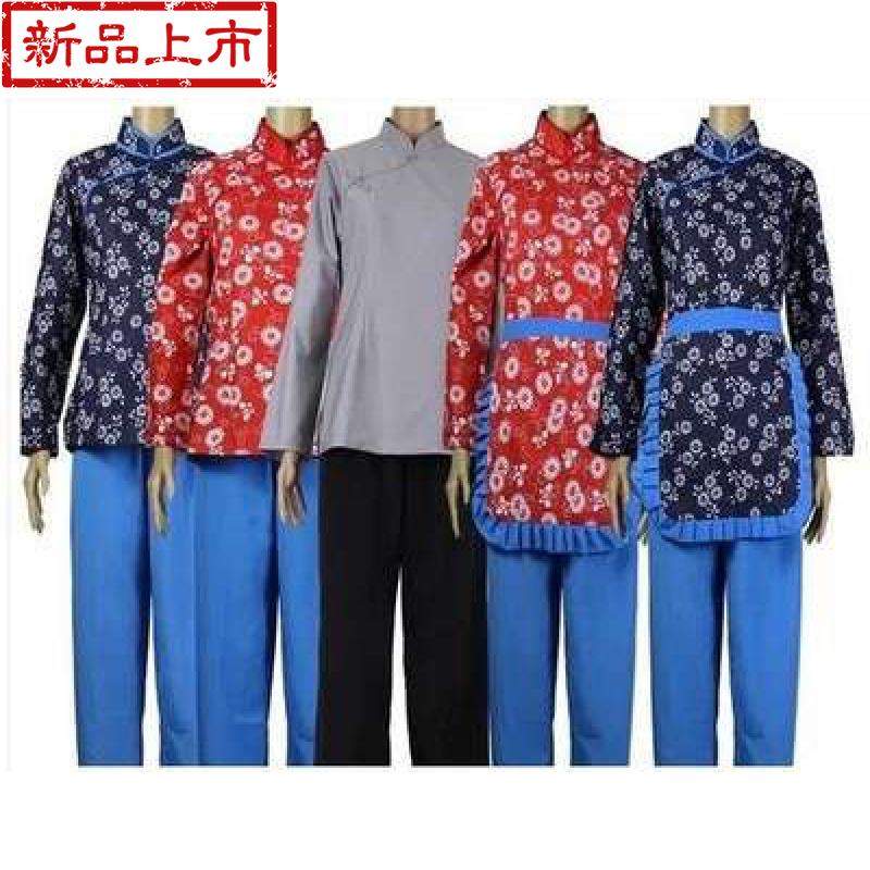 阿宝服陕西北农民服装舞蹈服西北汉子服村姑x腰鼓合唱