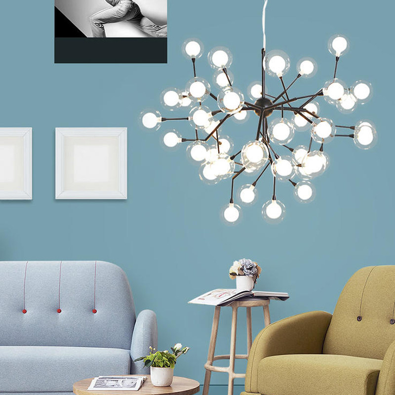 萤火虫灯卧室蒲公英泡泡玻璃公主房吊灯餐厅圆桌轻奢现代客厅灯具