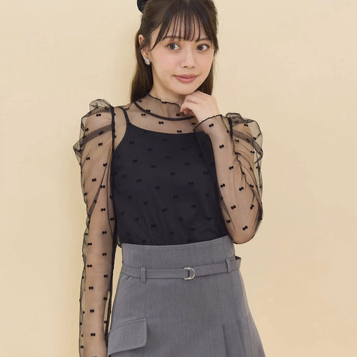 纯元    REDY@ZEl 蝴蝶结  公主袖  甜美薄纱女衫（不含内搭）