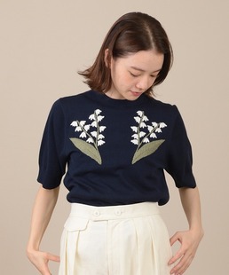 纯棉针织短袖 nes.ess@1re 手工刺绣铃兰花