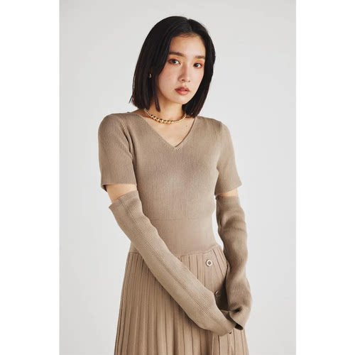 孤品  纯元 R1enda 袖套 排扣针织连衣裙（袖套可拆）
