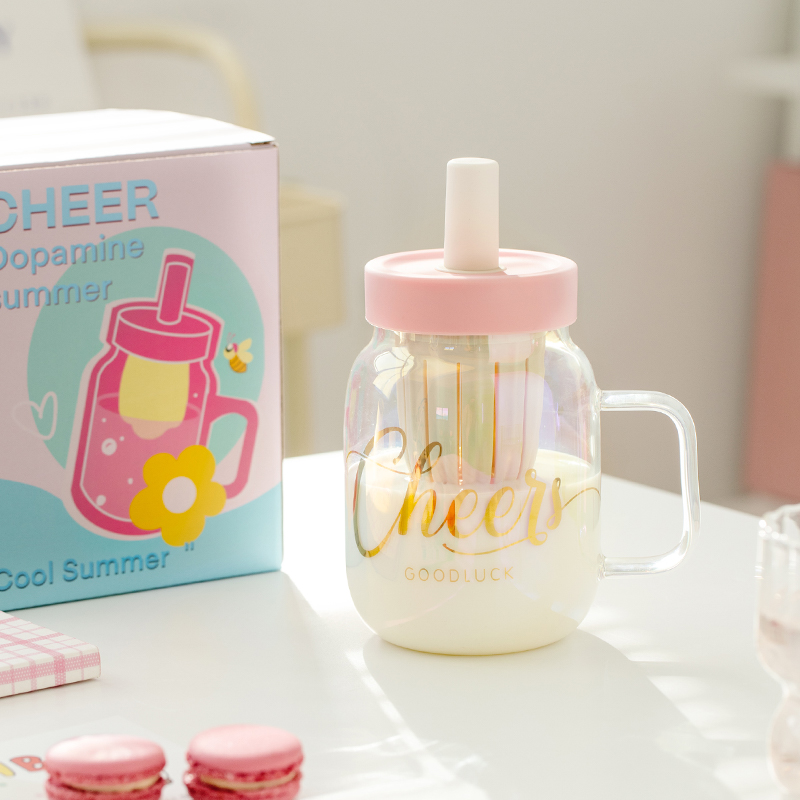 高硼硅玻璃茶水分离创意吸管杯