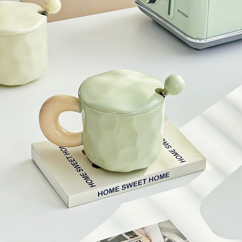 高级感轻奢手捏撞色陶瓷杯情侣