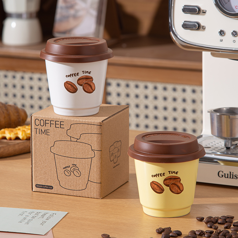 高级手握咖啡杯复古精致拿铁杯