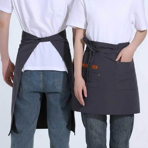 餐饮专用厨围l作裙男餐厅厨房师22801工服防水半身短款帆布围腰定