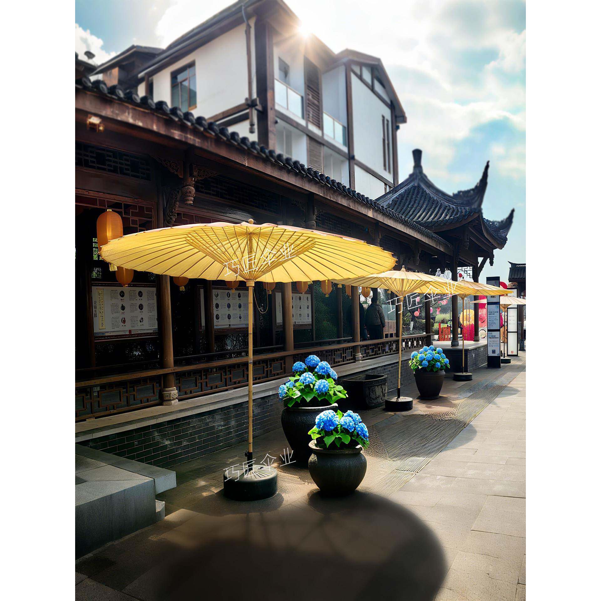 中式户外伞油纸伞庭院覆古遮氛围布置炉TPV伞围煮茶大号室外庭院