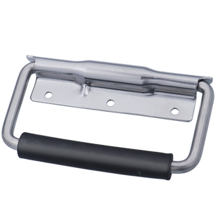 不锈钢带弹簧拉手外装XAE41/42-L131折叠把手带胶套自动复位提手