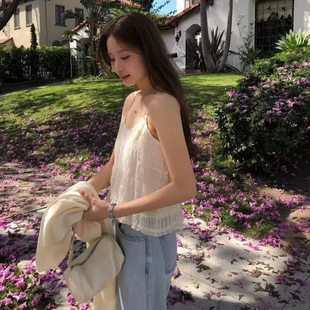 现货！甜妹入OUNCE褶皱吊带26春新款韩国温柔纯色圆领背心上衣女
