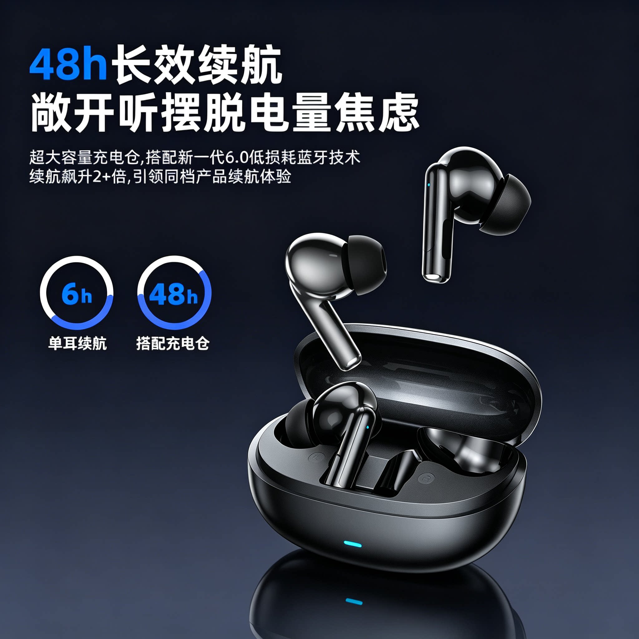 蓝牙耳机2026新款高质量无线入耳式降噪超长续航软塞胶头运动跑步