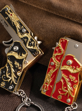 合金折叠皮筋枪六连发玩具枪可连射合金模型枪男孩创意礼物挂件