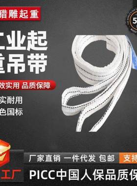 猎雕白色扁平国标吊装带1T2TT5T10吨布吊绳吊车吊带工业起重吊带
