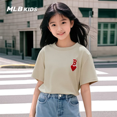 款 MLB儿童官方男女童时尚 潮流简约设计舒适爱心T恤上衣春季