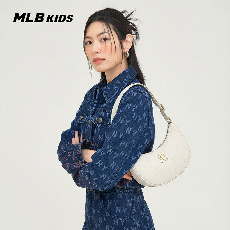 MLB儿童官方男女童复古压印高级时髦钻石老花斜挎包春夏款