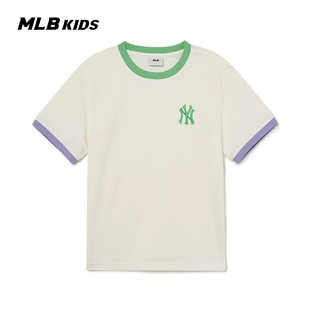 新款 队标T恤时尚 MLB儿童官方男女童简约百搭经典 可爱上衣23春季