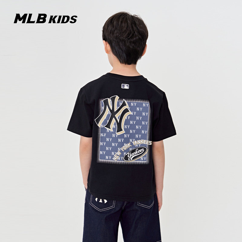 MLB儿童官方男女童复古潮奢后背老花图案印花圆领T恤春季款,童装/婴儿装/亲子装,T恤,淘宝优惠券,粉丝福利购,淘宝优惠卷
