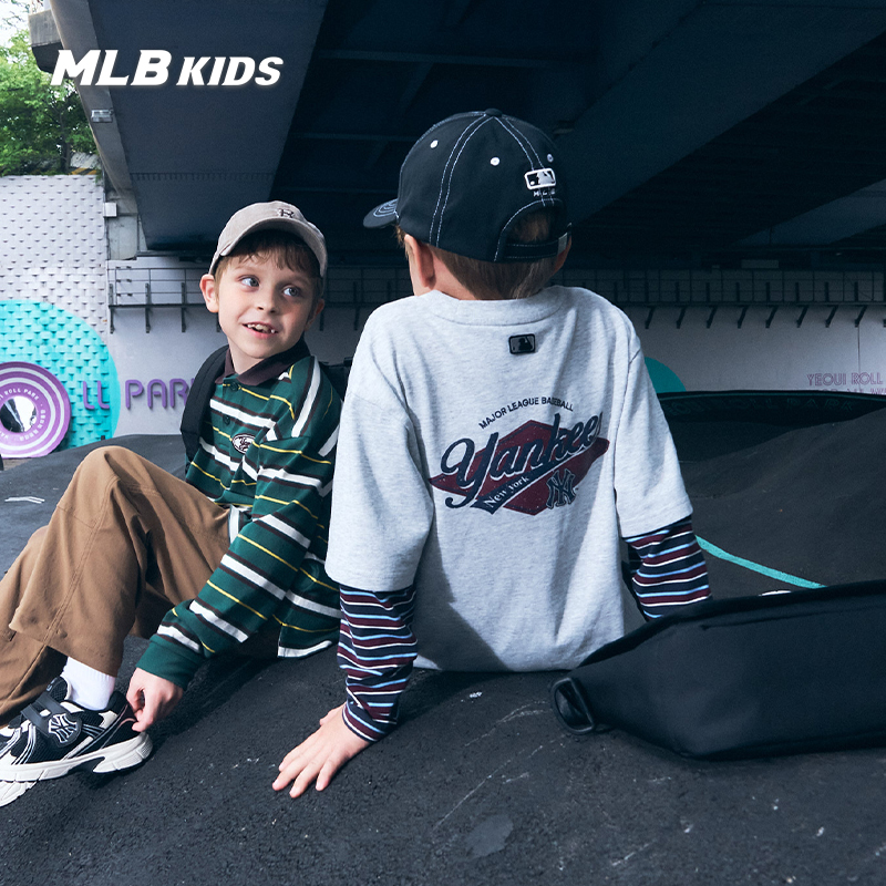 MLB儿童官方男女童假两件长袖T恤
