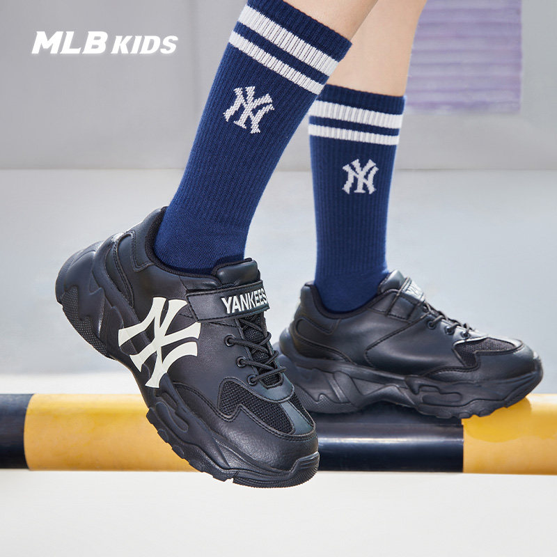 MLB儿童官方男女童鞋时尚NY标魔术贴洋气老爹鞋透气运动鞋春夏款