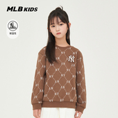 加绒卫衣秋冬款 MLB儿童官方男女童钻石老花运动休闲时尚 长袖