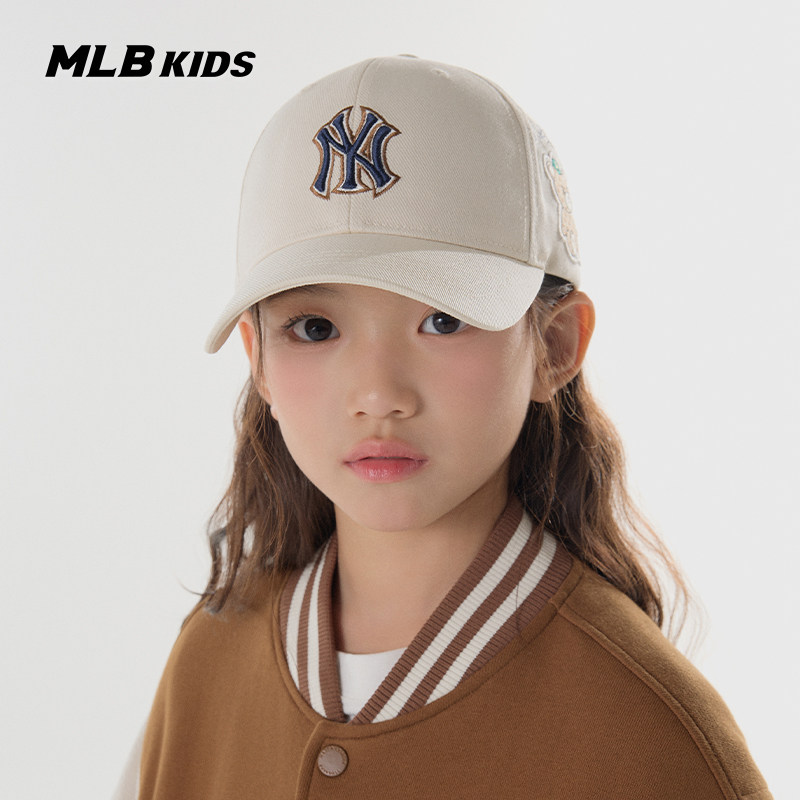 MLB儿童官方男女童萌趣可爱刺绣队标皱眉熊图案棒球帽春夏款