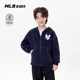 秋冬款 MLB儿童官方男女童时尚 撞色缝线后背图案加绒连帽衫