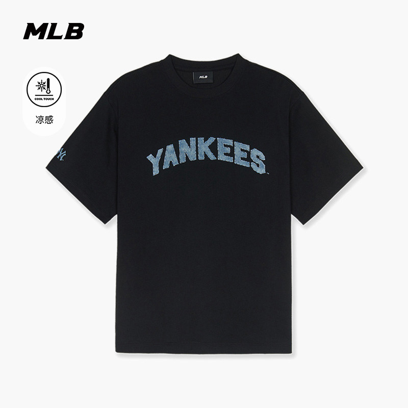 MLB官方男女同款情侣时尚潮流百搭宽松凉感复古老花短袖T恤TSM11