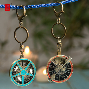 三星堆博物馆文创时运轮盘金属精美挂饰钥匙扣礼品生日礼物送朋友