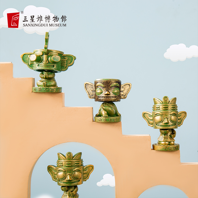 三星堆博物馆树脂车载摇头摆件