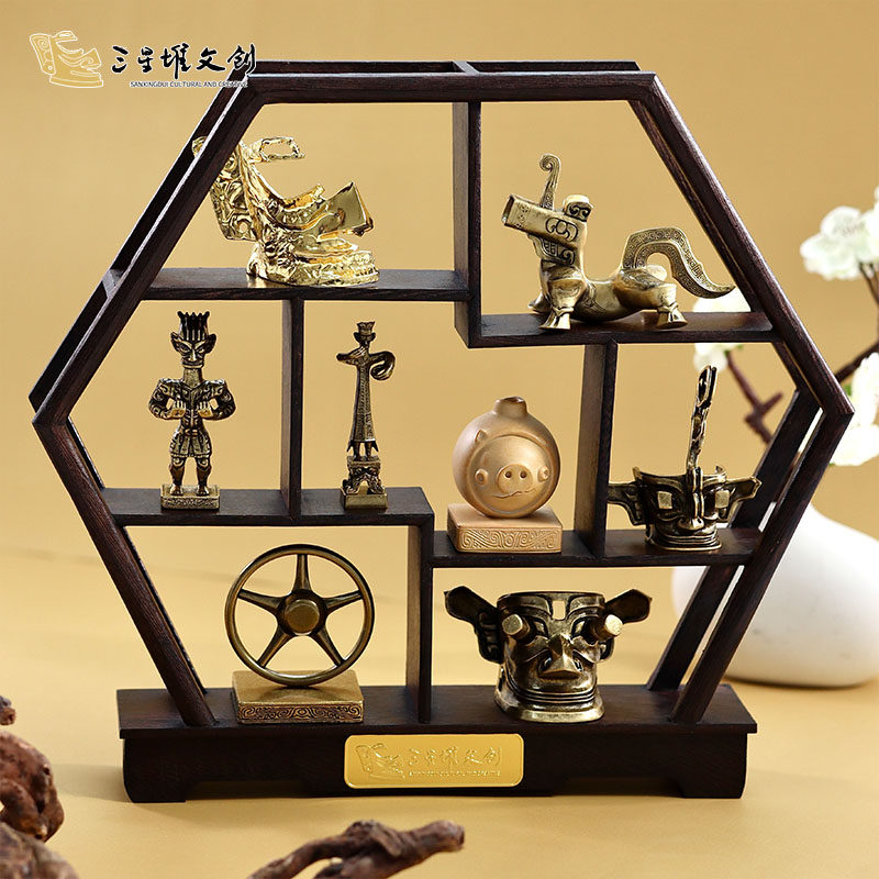 三星堆博物馆文创仿文物国风艺术底座摆件客厅酒柜电视柜极简高端