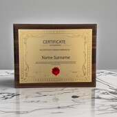 实木奖牌定制金箔授权牌荣誉牌匾定做制木托铜牌木质胡桃木