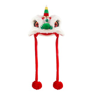 狗狗新年舞狮帽子冬季猫咪过年喜庆头套宠物法斗柴犬泰迪拜年头饰