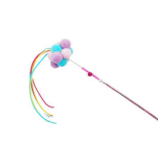 逗猫棒新款羽毛仙女带铃铛钢丝长杆猫玩的玩具磨牙猫咪响纸逗狗棒