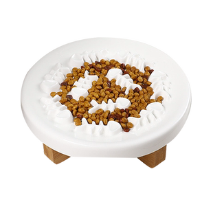 慢食碗猫碗猫咪缓食盆猫粮狗狗防噎幼犬幼陶瓷猫食盆宠物吃饭专用