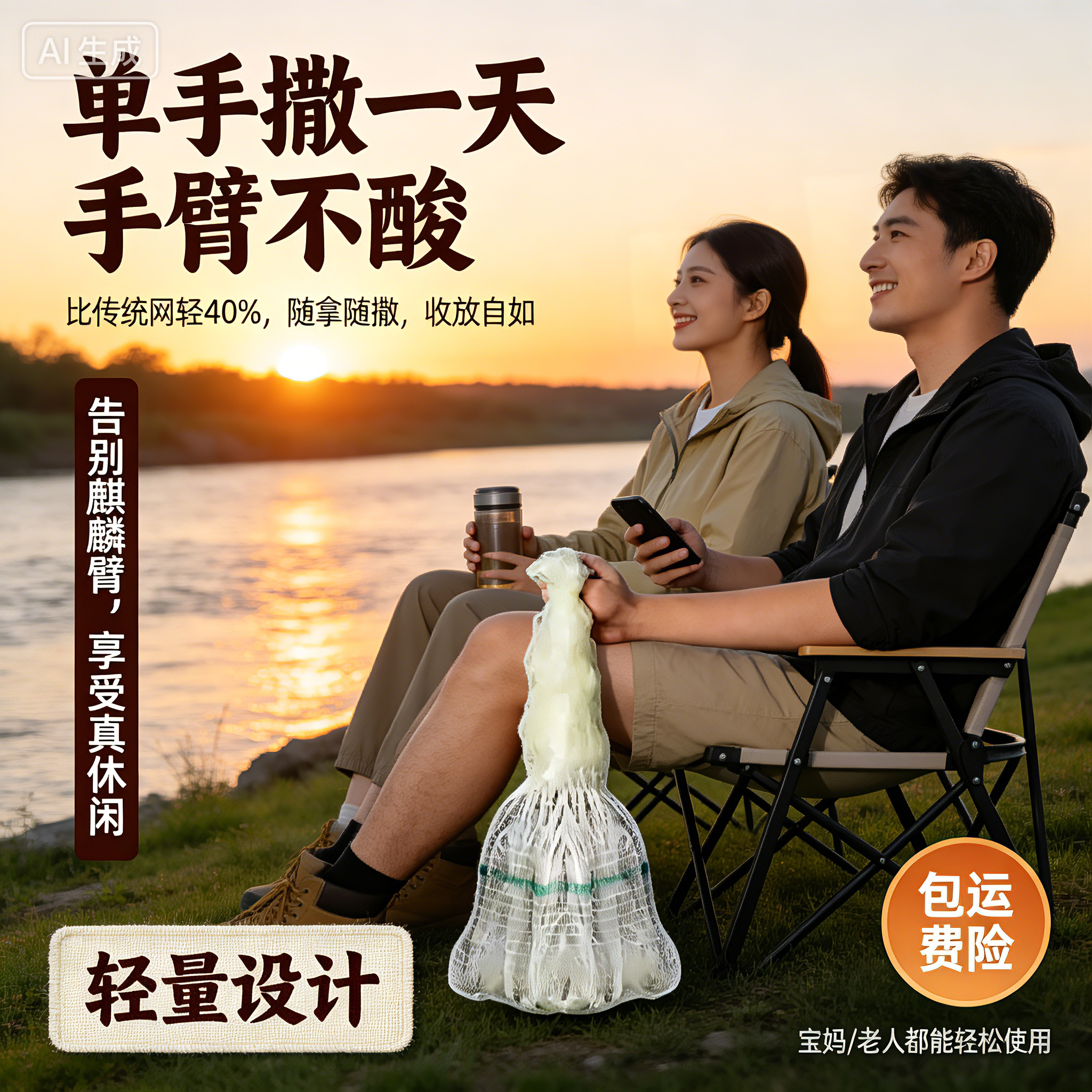 【耐磨加粗】传统手抛网旋网