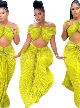 2 piece dress women ruffle singlet skirt sexy dress big size