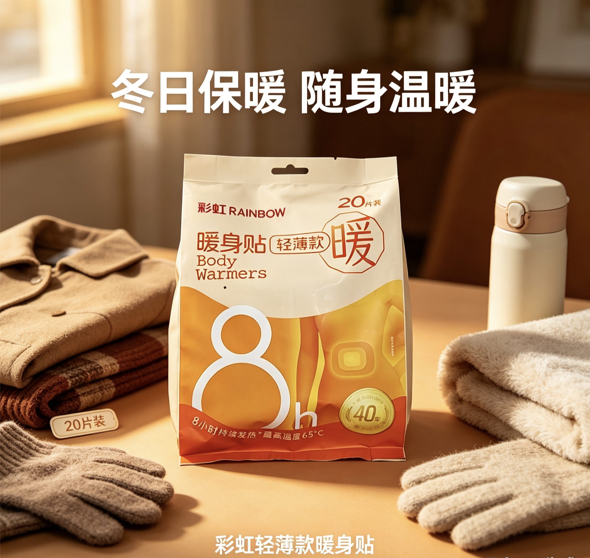 彩虹暖贴轻薄款20片装暖贴暖身贴暖宝宝贴自发热贴暖身贴//Q6103
