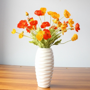 仿真花假花虞美人植绒罂粟花客厅餐桌婚庆装饰插花配花波斯菊绢花