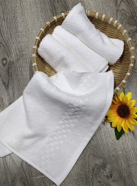 外贸纯棉白色菠萝扣儿童小方巾全棉男女通用纯色小手帕擦脸巾微瑕