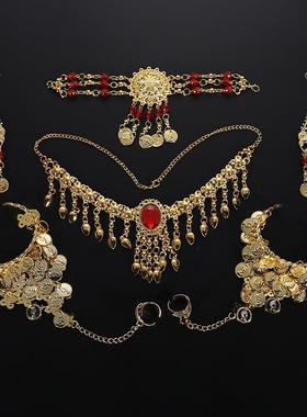 复古耳环套装印度肚皮舞舞蹈头饰 手链饰品 肚皮舞指甲套配饰手饰