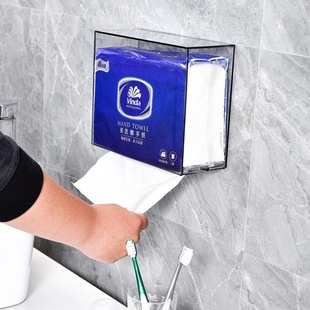 亚克力免打孔无痕贴壁挂式擦手纸巾盒酒店商用卫生间厨房抽纸盒